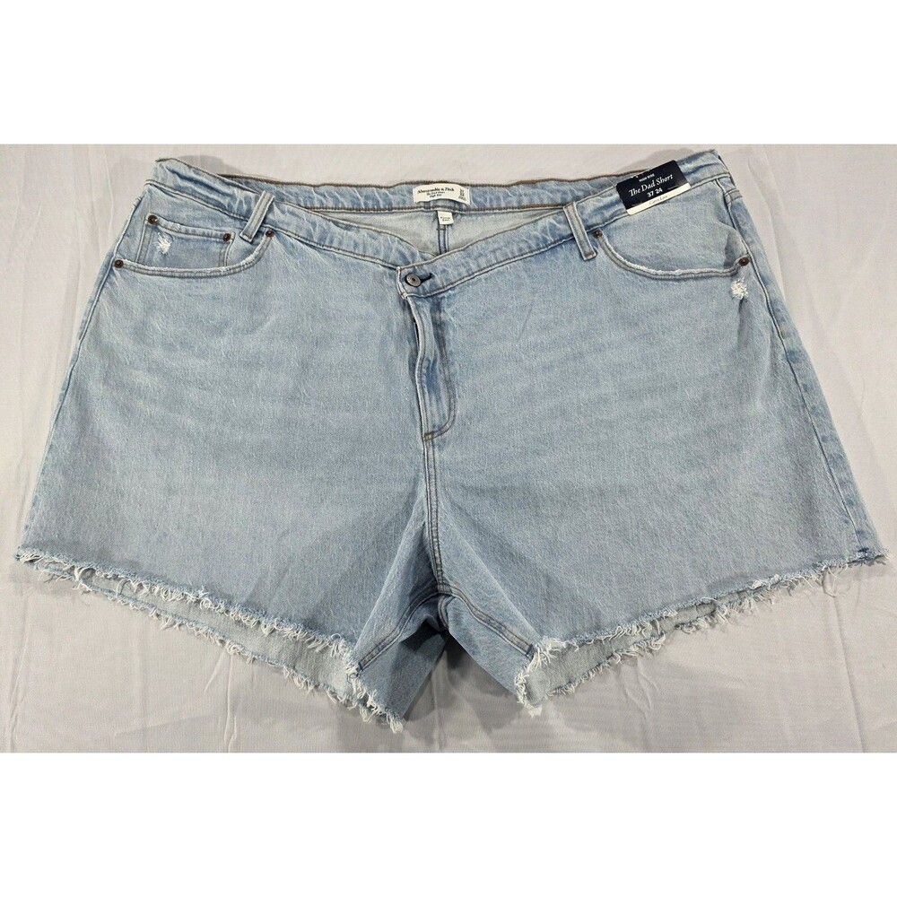 Abercrombie The Dad Short High Rise Frayed Women's 37 | 24 Light Wash Denim NWT